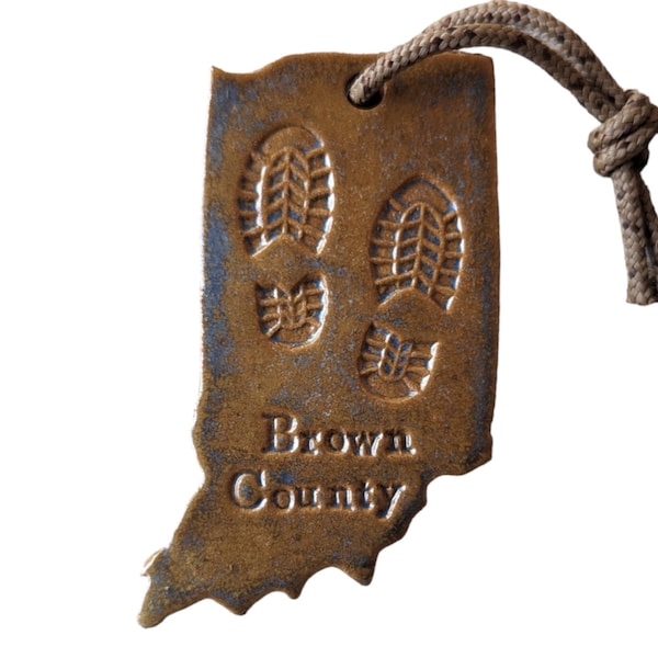 Brown County Indiana State Park Big Bootprint Hiking Holiday Backpacking Ornament BLUE