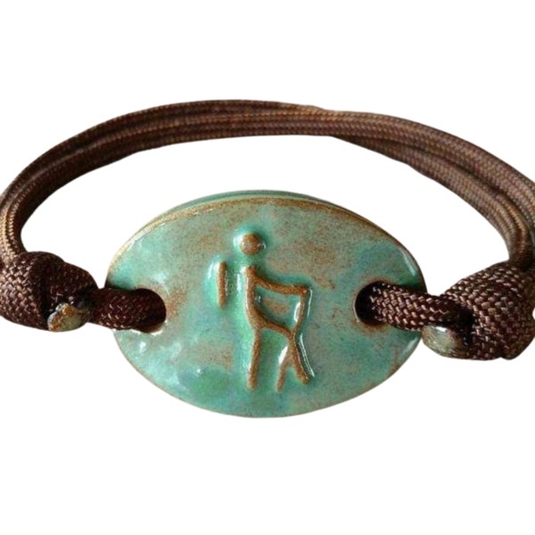 Randonneur backpacker randonnée sac à dos symbole aventure en plein air réglable bracelet paracorde cadeau turquoise