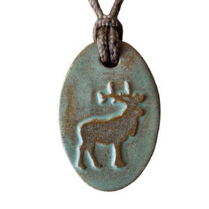 Elk Necklace - Wildlife Pendant - Nature Jewelry Green