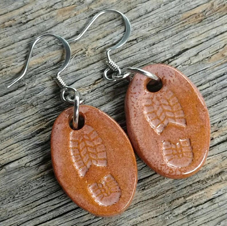 Tiny Hiking Boot Print Earrings in Rose Hiker Gift Etsy