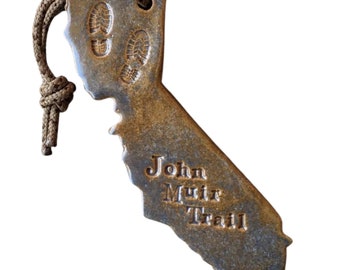John Muir Trail California State Boot Print Outdoor Adventure Hiking Backpacking Ornament Stormy Blue