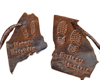 Appalachian Trail Ornament Beginning and End Set - Mount Katahdin - Springer Mountain - AT - Maine - Georgia - Hiking - Backpacking - Gift