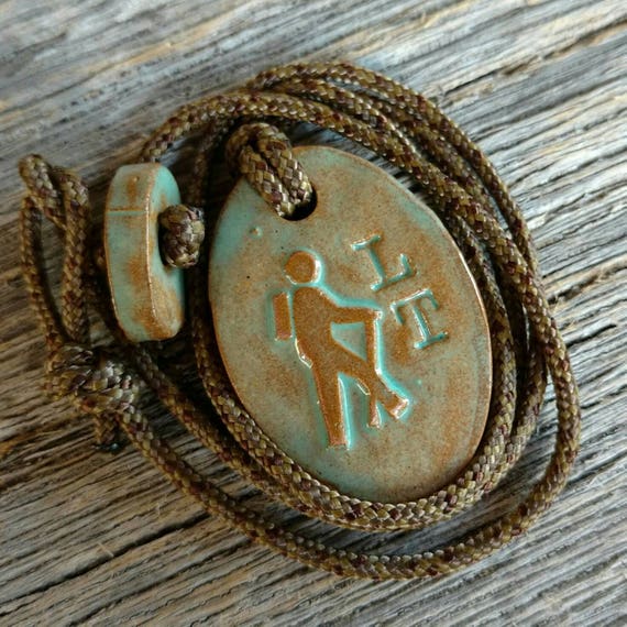 Long Trail LT Hiker Symbol Necklace in Turtle Shell Etsy