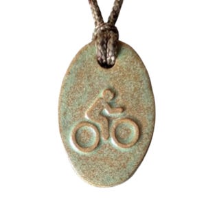 Bicycle Cycling Bike Outdoor Adventure Necklace Pendant Gift Green