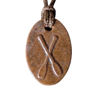Paddles Paddling Canoe Outdoor Adventure Pendant Necklace Gift Blue