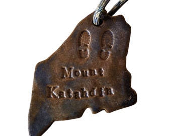 Mount Katahdin - Maine - Hiking Backpacking Ornament Medallion Holiday Gift - Blue