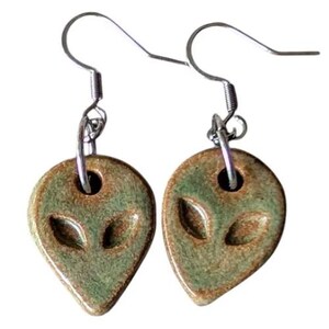 Tiny Alien Head Earrings Gift in Green