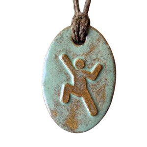 Climber Mountaineer Pendant Outdoor Adventure Necklace Gift Turquoise
