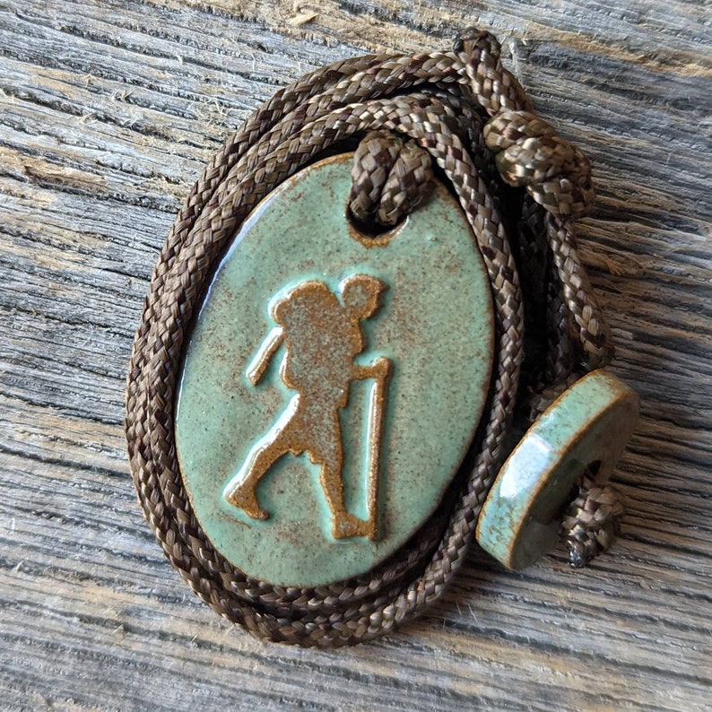 Hiker Backpacker Guy Outdoors Jewelry Adventure Necklace Hiking Gift Turquoise image 4