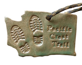 Pacific Crest Trail PCT Washington Backpacking Hiking Outdoor Adventure State Ornament Gift Green