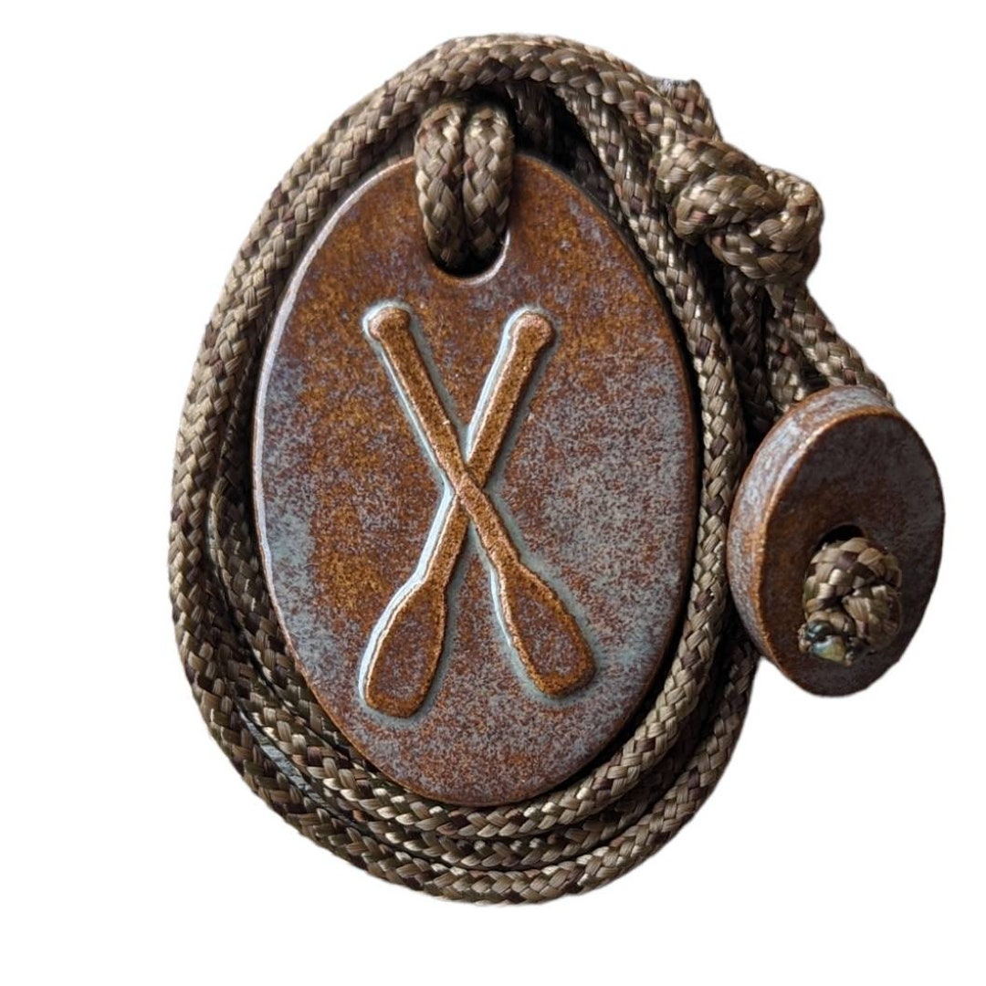 Paddles Paddling Canoe Outdoor Adventure Pendant Necklace Gift Natural