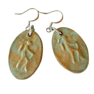 Clay Hiker Girl Earrings in Turtle Shell