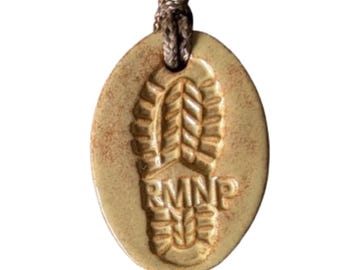 Rocky Mountain National Park RMNP Hiking Bootprint Pendant Backpacking Necklace Outdoor Adventure Gift Wheat