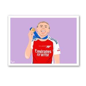 Chloe Kelly Illustration | Arsenal Women FC Digital Print |Champion’s League Winner’s 2025 | DIGITAL DOWNLOAD | Football Print | Poster