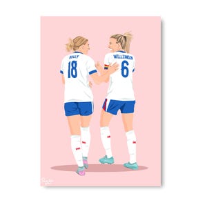Chloe Kelly & Leah Williamson Euro Illustration | Lionesses Digital Print | EUROS 2025 | DIGITAL DOWNLOAD | Football Print | England Poster