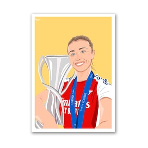 Leah Williamson Illustration | Arsenal Women FC Print |Champion’s League Winner’s 2025 | DIGITAL DOWNLOAD | Football Print | Poster