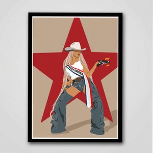 Illustrazione di Beyonce Cowboy Carter / Arte digitale / DOWNLOAD DIGITALE ISTANTANEO / Poster del tour