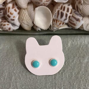 Sterling silver blue enamel earrings / turquoise blue studs / blue earrings / silver earrings / delicate jewelry