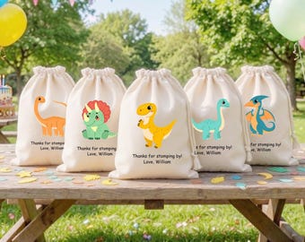 Personalized Dinosaur Party Favor Bags: Dino Birthday Goodie Bags