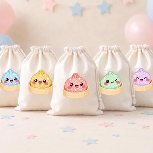 Kawaii Dumpling Favor Bags, Our Little Dumpling Birthday Party Pouches
