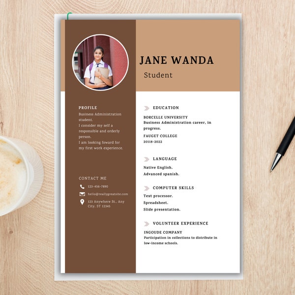 Editable Minimalist Modern Resume, Professional CV Template, Resume Template With Photo, Resume Template Word, Creative Resume Template.