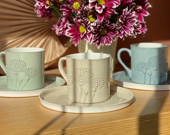 Ceramic Coffee Cup Set 4 0z Cup Handmade Cups Turkish Coffee Set Floral Mug