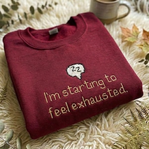EMBROIDERED Stardew Exhausted Sweatshirt, Cozy Gaming Crewneck, Cute Gamer Embroidery, ZZ Farming Gift, Stardew Valley Sweatshirt
