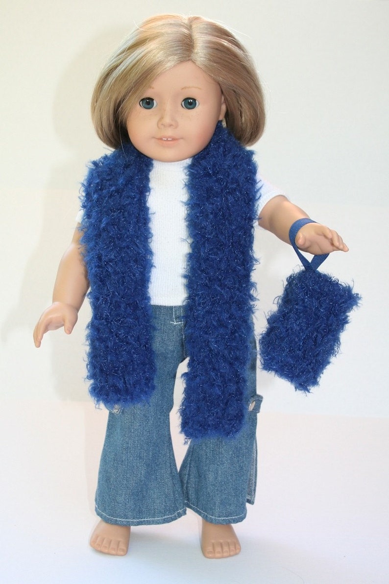 Blauwe Fuzzies doll's MOF en sjaal afbeelding 2