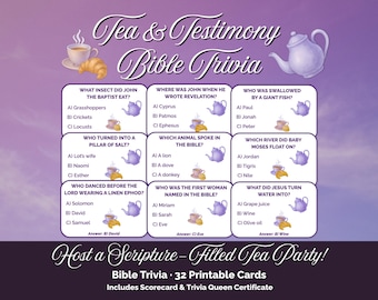 Women's Bible Trivia Game | Tea Party, Church Group (Printable)