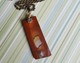 VOYAGES Eilat || pendant necklace || picture jasper, 14k goldfilled & oxidized silver