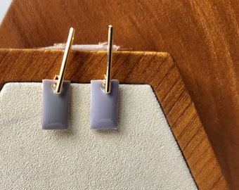 TEXTURED Color Pop Lavender || earrings || vintage enamel drops & 14kt goldfilled