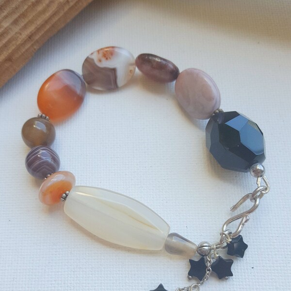 Dusk in the Nairobi bracelet - agate & sterling silver