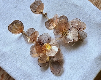 Fleurette TEXTURED // pendientes // filigrana de latón chapado en oro y plata de ley