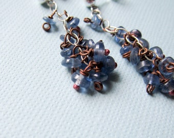 Irises || earrings || kyanite & sterling silver/rose copper