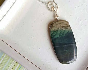 VOYAGES County Kerry || pendant necklace || ocean jasper & sterling silver