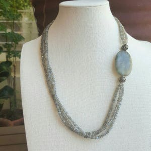 Storm necklace blue flash labradorite & oxidized fine/sterling silver image 1