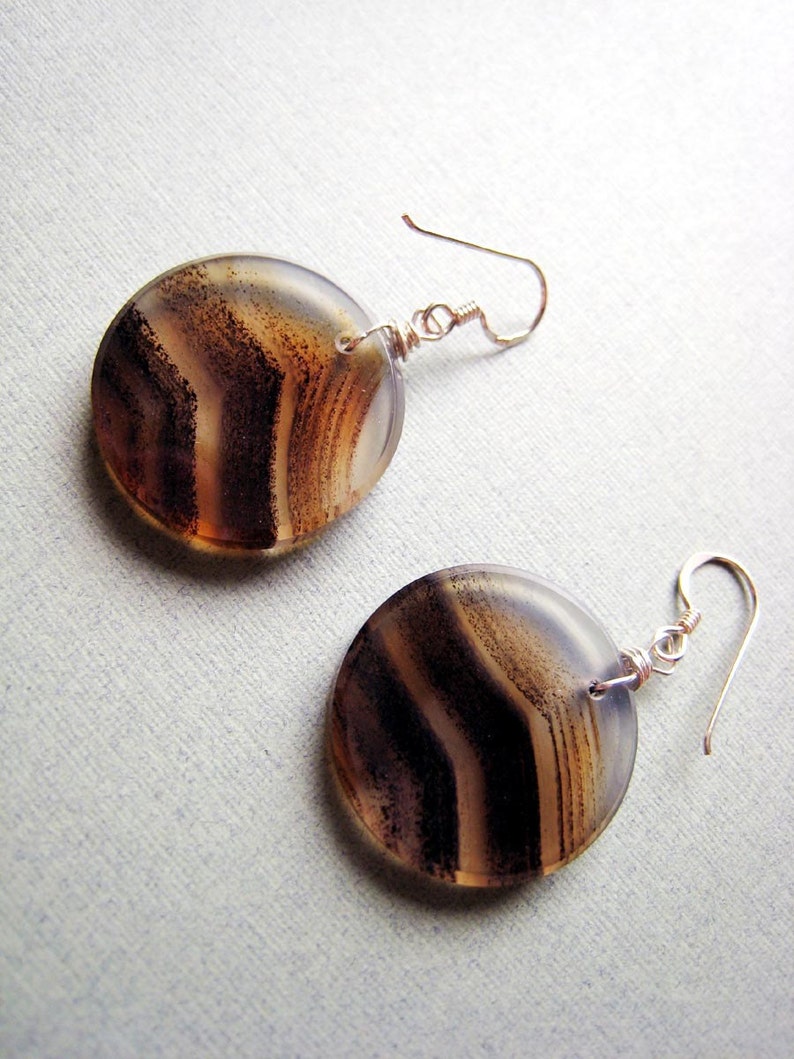 TEXTURED Sand Dunes earrings vintage frosted glass beads & sterling silver image 2