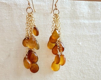 Sienna // pendientes // calcedonia y relleno de oro de 14k