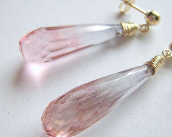 Pendientes de sueños - cuarzo rosa / violeta y 14k relleno de oro