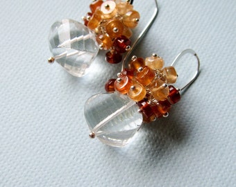 Julie || earrings || quartz, hessonite garnet & sterling silver