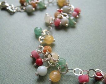 Dancing bracelet - jasper, jade, coral & sterling silver