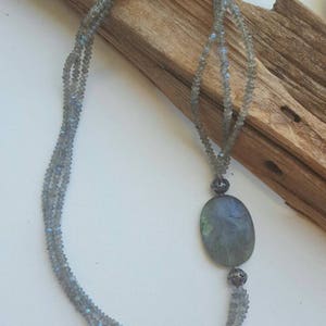 Storm necklace blue flash labradorite & oxidized fine/sterling silver image 3