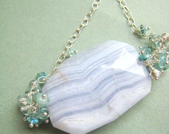 On Cloud Nine necklace - blue lace agate, moonstones & fine/sterling silver