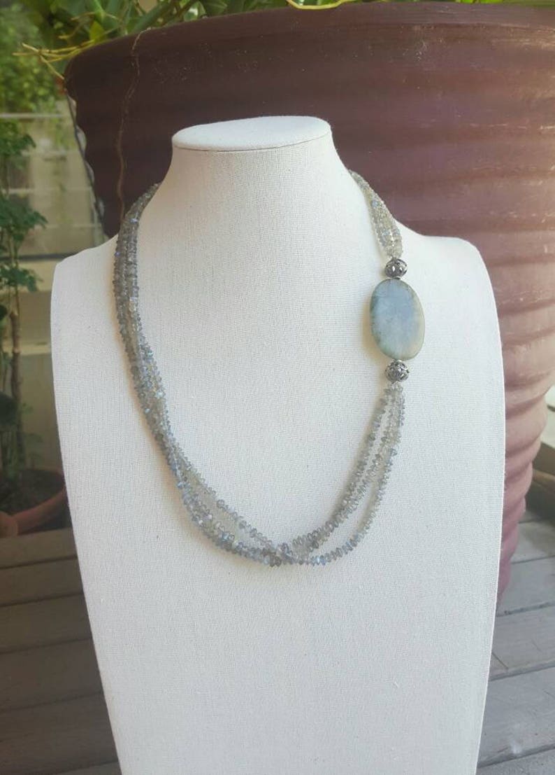 Storm necklace blue flash labradorite & oxidized fine/sterling silver image 5
