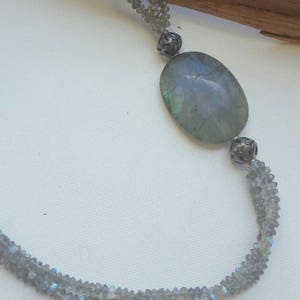 Storm necklace blue flash labradorite & oxidized fine/sterling silver image 4