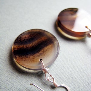 TEXTURED Sand Dunes earrings vintage frosted glass beads & sterling silver image 1