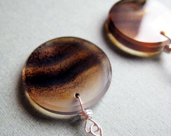 TEXTURED Sand Dunes || earrings || vintage frosted glass beads & sterling silver