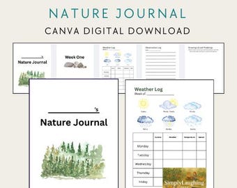 Kid's Nature Journal | Printable Outdoor Activity Book | Canva Digital Download