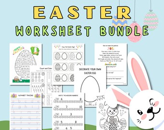 Easter Preschool Worksheet Bundle Printable, Preschool Activity Worksheet