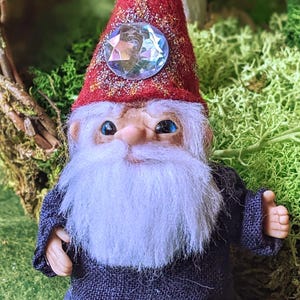 Handmade Gnome Sorcerer Art Doll - Whimsical Woodland Decor - Collectible Fantasy Figure